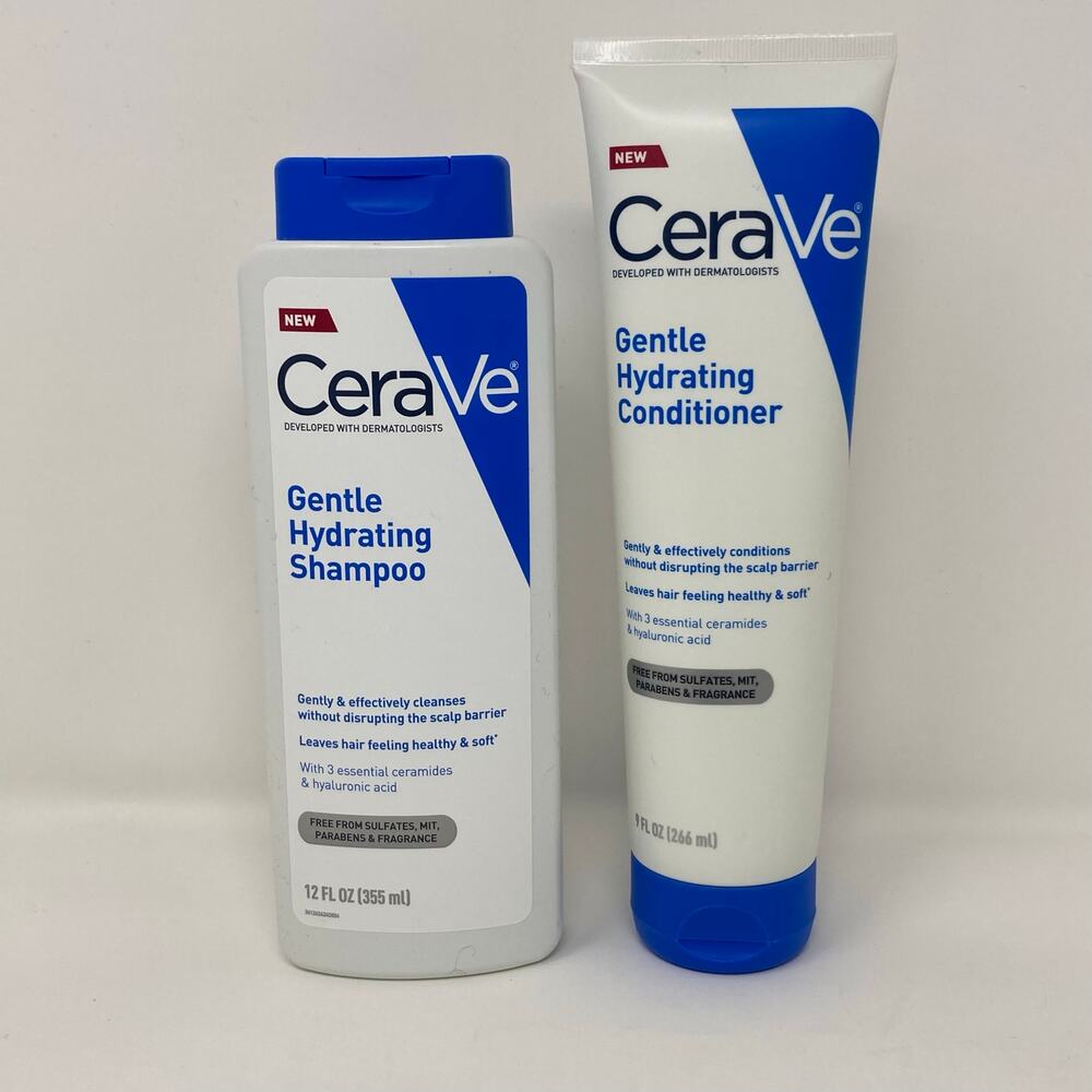 CeraVe Gentle Hydrating Shampoo (12 oz) + Conditioner (9 oz) 2 Set Pack NEW